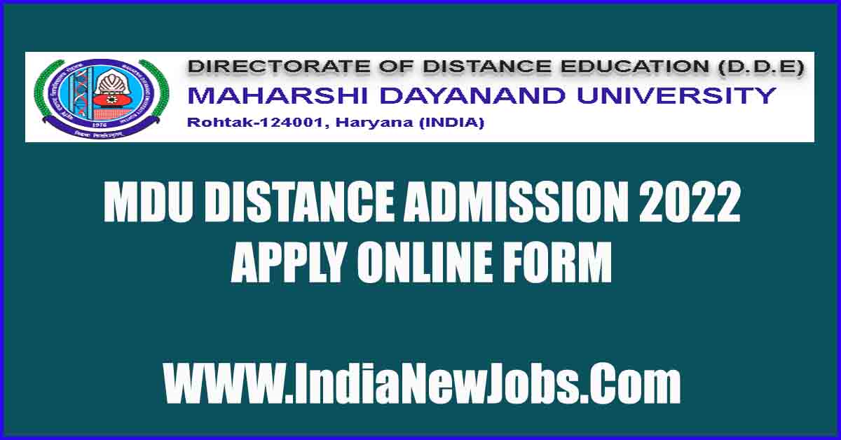 MDU Distance admission 2022 online form