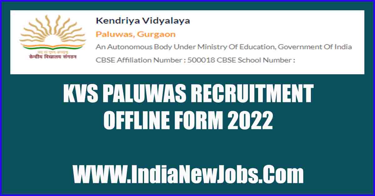 KVS Paluwas bhiwani recruitment 2022