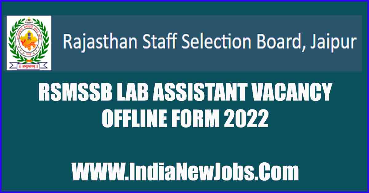 RSMSSB Lab Assistant recruitment 2022
