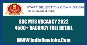SSC MTS Vacancy 2022 Notification apply online