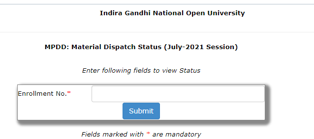 ignou study material status check online