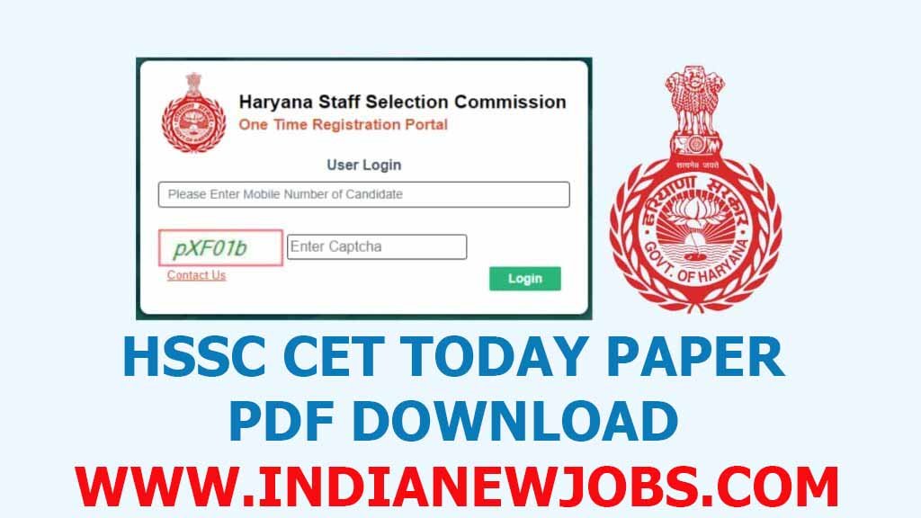 HSSC CET Paper PDF Download 2022 