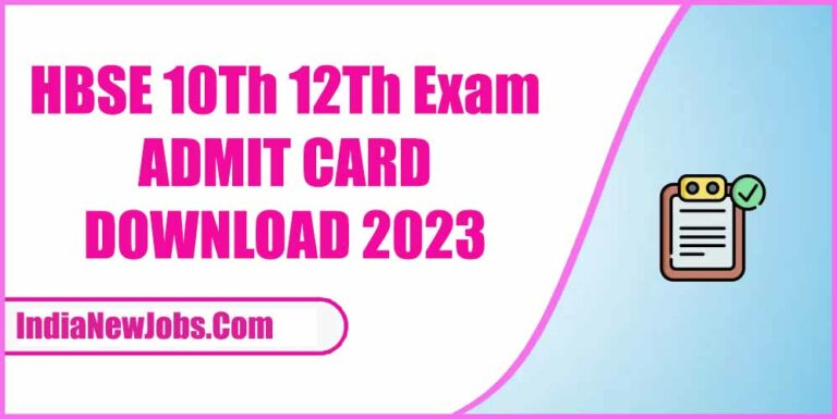 HBSE 10th 12Th Admit Card 2023