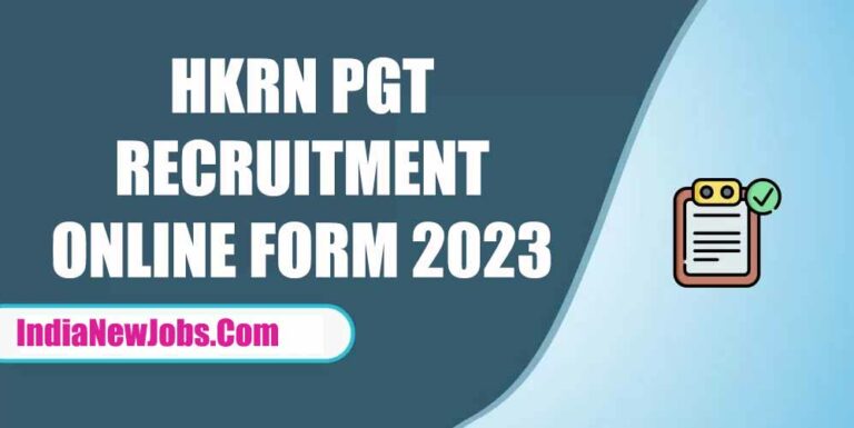HKRN PGT Recruitment 2023 Online Form