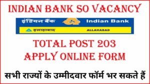 Indian Bank SO Recruitment 2023 Online Form