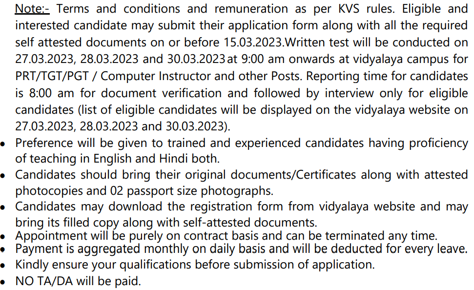 kvs sirsa recruitment 2023