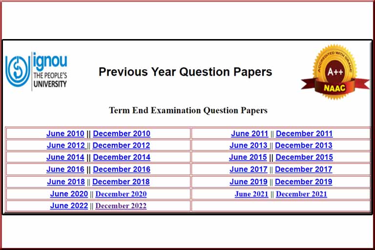 IGNOU Previous Year Question Paper PDF