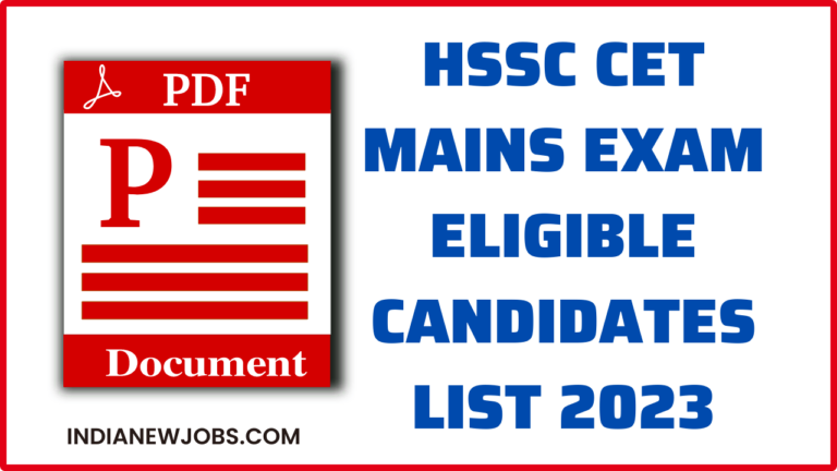 HSSC CET Mains Exam Eligible Candidates List 2023