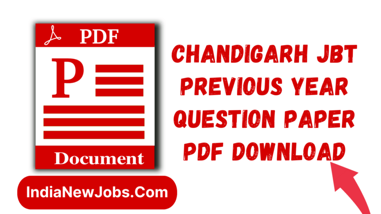 Chandigarh JBT Previous Year Question Paper PDF Download