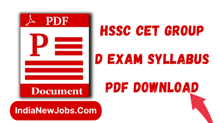 HSSC CET Group D Syllabus 2023 PDF Download