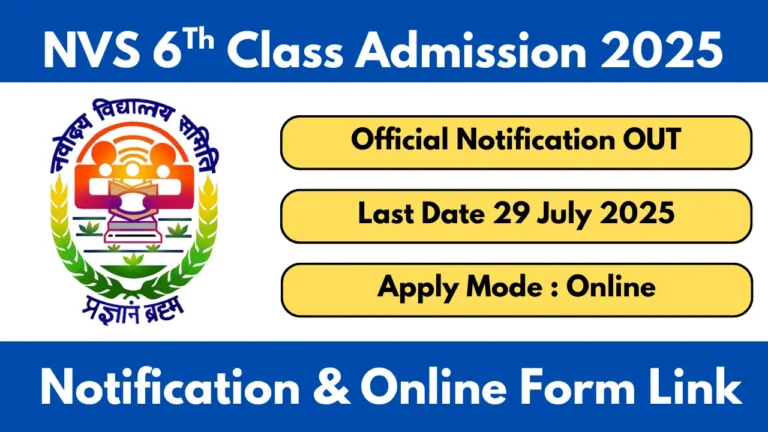 NVS 6Th Class Admission 2025 Notification And Apply Online Form