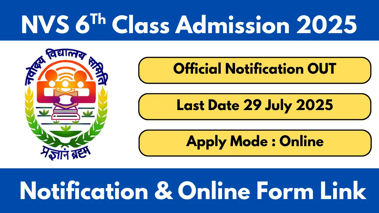 NVS 6Th Class Admission 2025 Notification And Apply Online Form