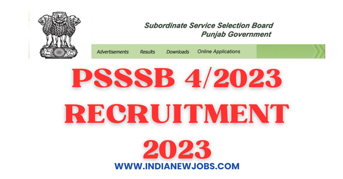 PSSSB 4/2023 Recruitment 2023 Various Post