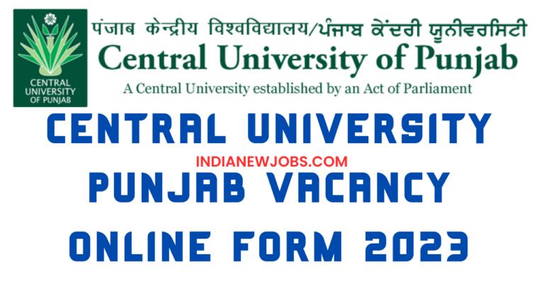 Central University Punjab Vacancy 2023 Online Form