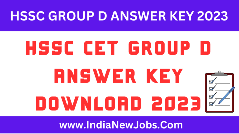 HSSC CET Group D Answer Key 2023 Download