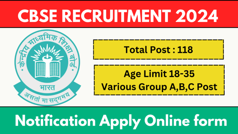 CBSE Recruitment 2024 Group A B C Post– Apply Online Now