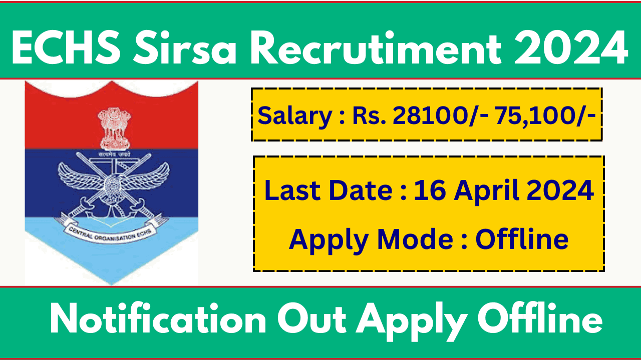 ECHS Sirsa Recruitment 2024 Notification And Apply Offline Form