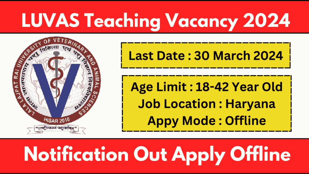 LUVAS Teaching Vacancy 2024 Notification Apply Offline Form   LUVAS HISAR Teaching Vacancy 2024 1024x576 