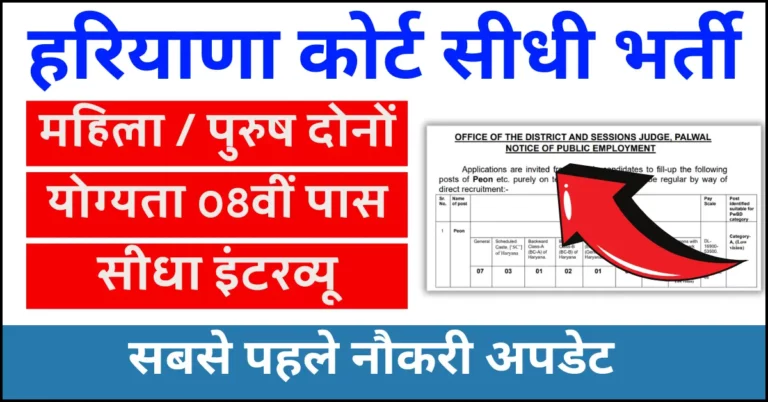 Palwal Court Recruitment 2024 Notification and Application Form for Peon