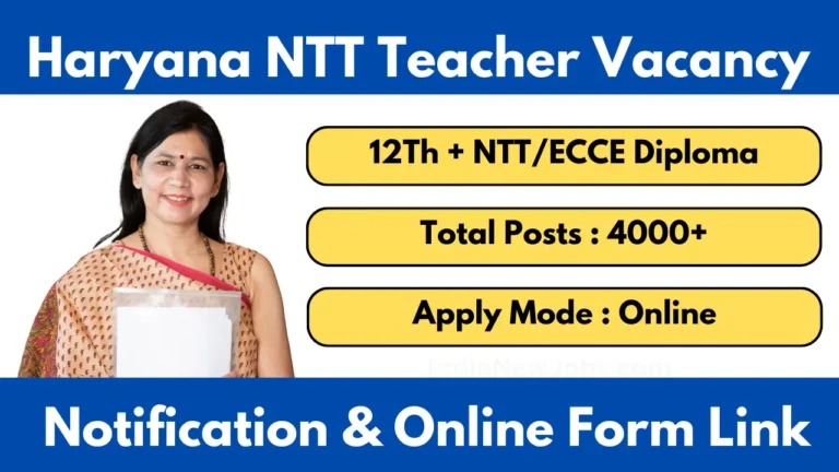 Haryana NTT Teacher Vacancy 2025 Notification Apply Online