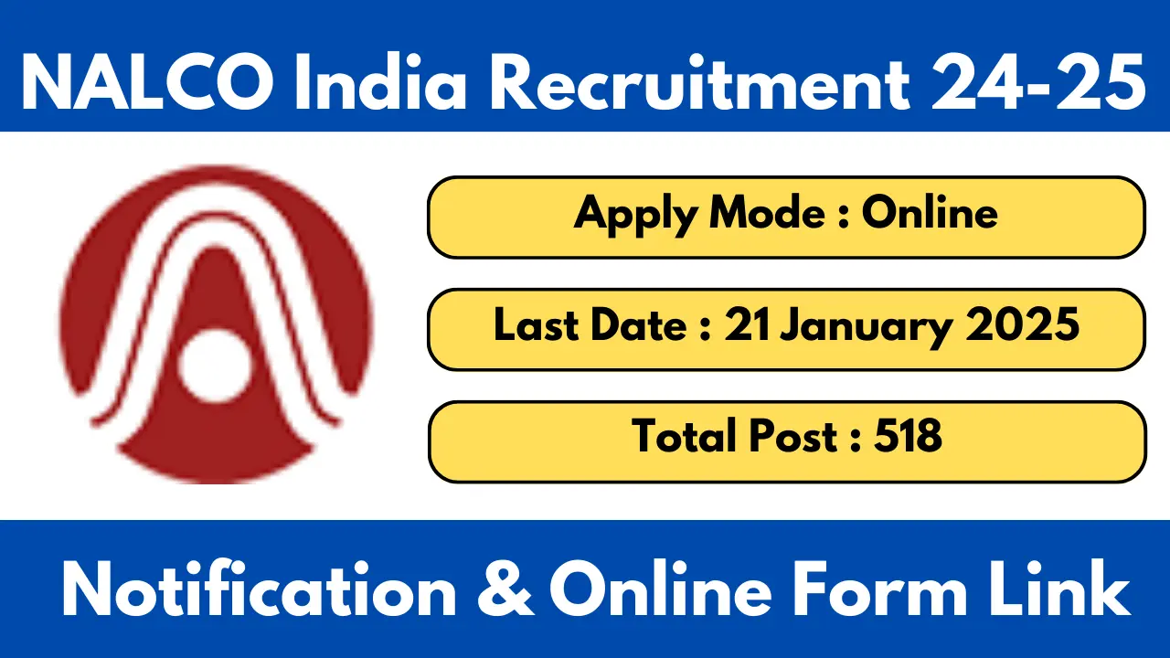 NALCO Recruitment 2024 Notification Apply For Various 518 Posts