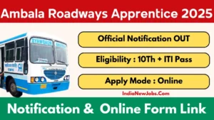 Ambala Roadways Apprentice 2025 Notification OUT Apply Online Form