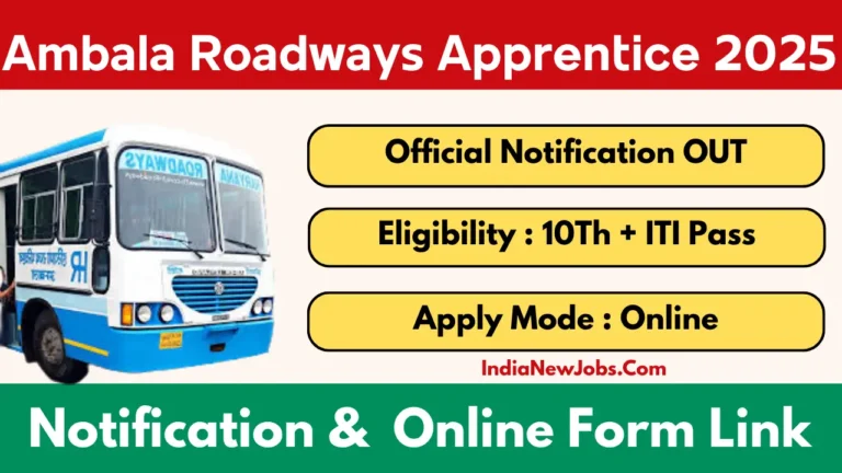 Ambala Roadways Apprentice 2025 Notification OUT Apply Online Form