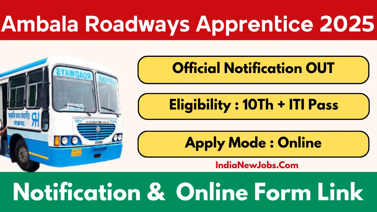 Ambala Roadways Apprentice 2025 Notification OUT Apply Online Form