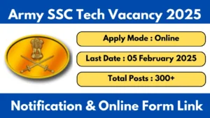 Army SSC Tech 65 Men and SSCW Tech 36 Women Recruitment