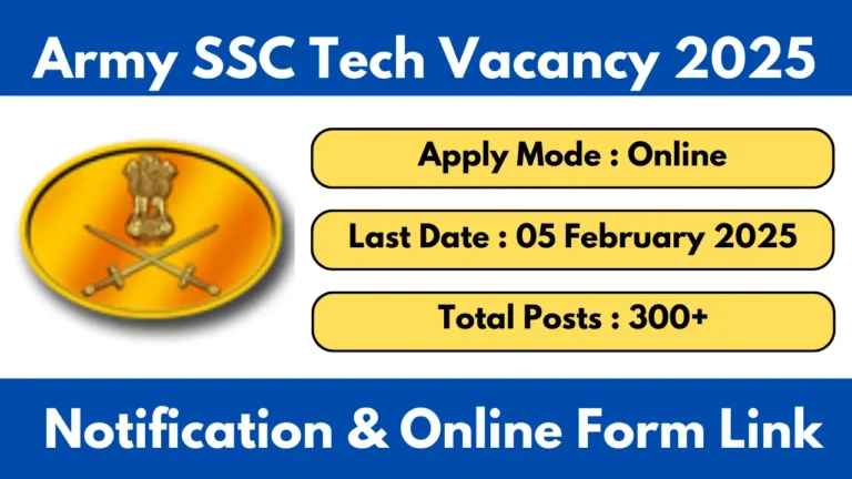 Army SSC Tech 65 Men and SSCW Tech 36 Women Recruitment