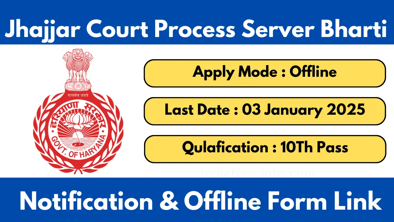 Jhajjar Court Process Server Vacancy 2024 Notification and Application Form