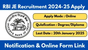 RBI JE Recruitment 2024-25 Apply Online From rbi.org.in