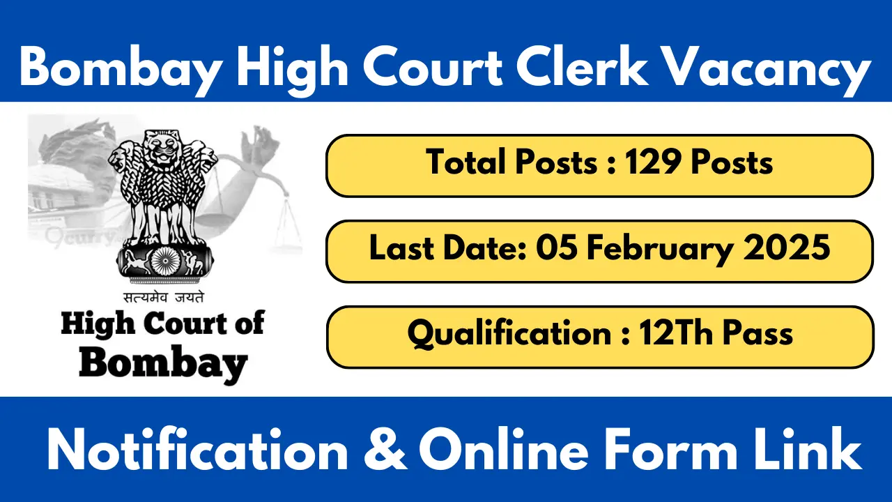 Bombay High Court Clerk Recruitment 2025 Notification and Apply Online Form