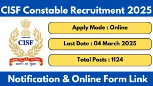 CISF Constable Driver Recruitent 2025