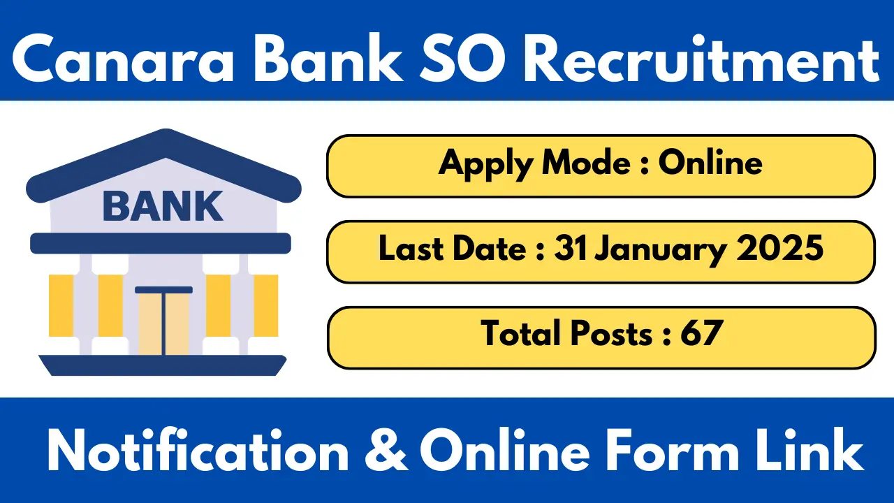 Canara Bank SO Recruitment 2025 Notification OUT And Apply Online