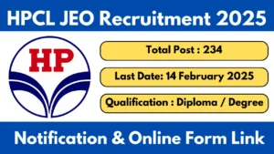 HPCL Junior Executive Officer Vacancy 2025 Notification OUT for 234 Posts, Apply Online