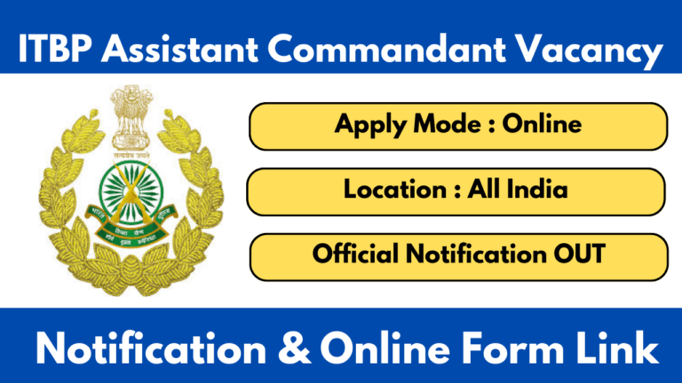 ITBP Assistant Commandant Telecom Recruitment 2025 Notification and Apply Online Form