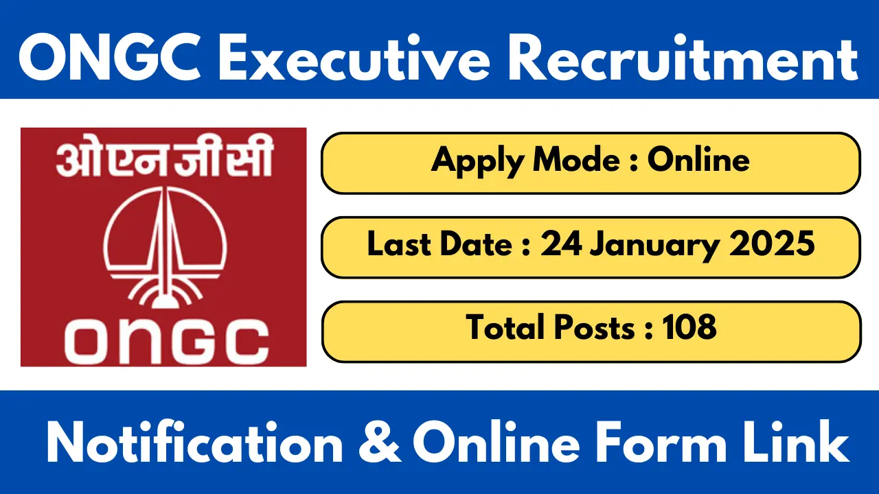 ONGC Executive Recruitment 2025 Notification And Apply Online Form