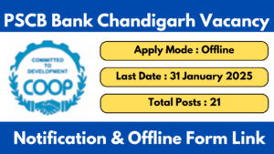 PSCB Bank Chandigarh Vacancy 2025 Notification And Application Form