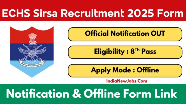 ECHS Sirsa Recruitment 2025 Notification And Apply Offline Form