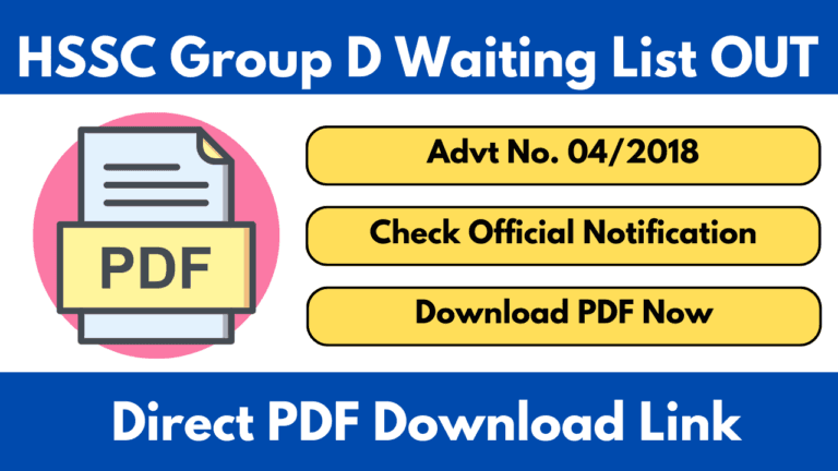 HSSC Group D Advertisement 42018 Waiting List Released Check Status Now