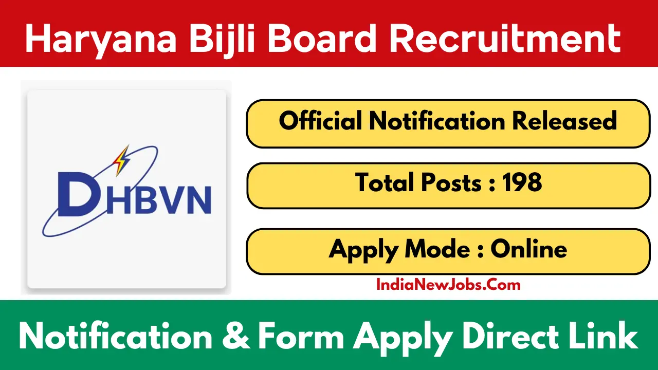 Haryana Bijli Board Recruitment 2025 Notification And Apply Online Form 198 Posts