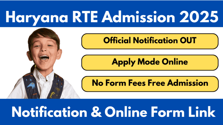 Haryana RTE Admission 2025-26 Notification And Apply Online Form Through Ujjawal Portal