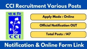CCI Recruitment 2025 Notification OUT and Apply Online for Various Posts