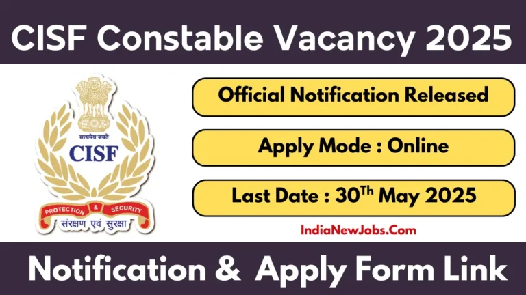 CISF HC Sports Quota Recruitment 2025 Notification OUT Apply Online Form