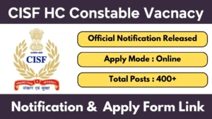 CISF Head Constable Sports Quota Vacancy 2025