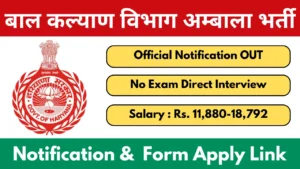 District Child Welfare Council Ambala Vacancy