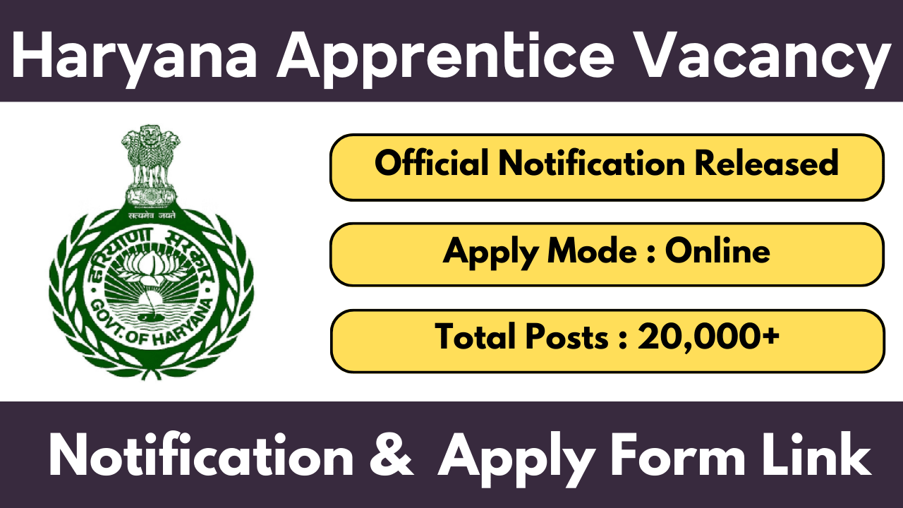 Haryana Apprentice Vacancy 2025 In Various Department 20000+ Jobs Apply Start