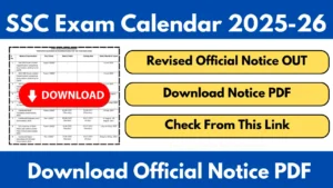 SSC Exam Calendar 2025-26 REVISED