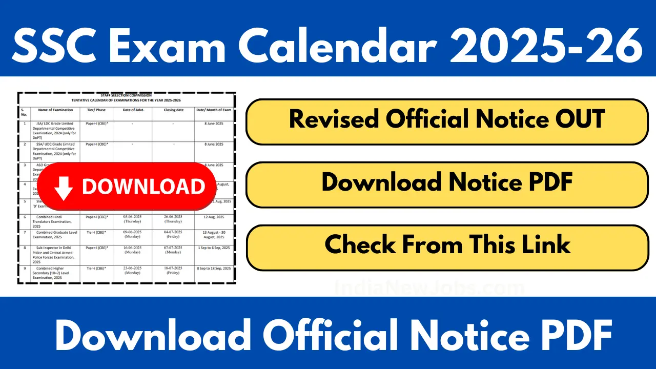SSC Exam Calendar 202526 SSC Vacancy, MTS, GD, CHSL, CGL
